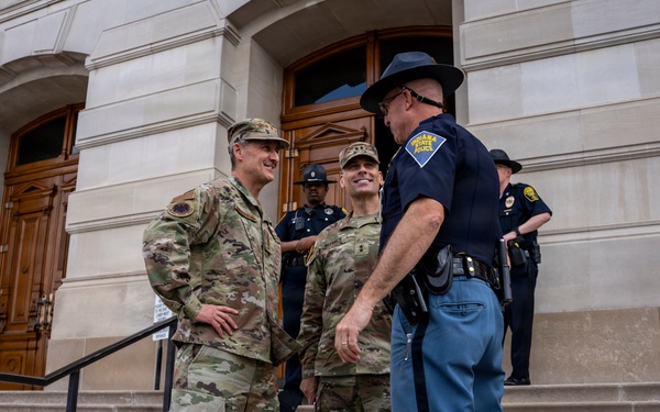 Chief of the National Guard Bureau meets with Indiana governor at Statehouse