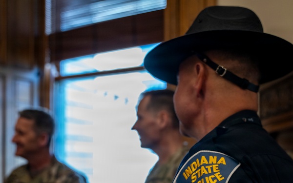 Chief of the National Guard Bureau meets with Indiana governor at Statehouse
