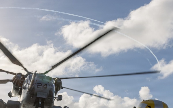 22nd MEU (SOC) | VMM-263 (REIN) CH-53E Flight Operations Aboard USS San Antonio