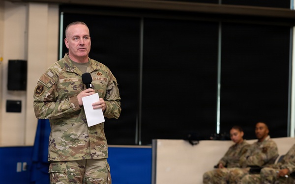 CMSAF David Wolfe holds all call at Joint Base San Antonio-Lackland