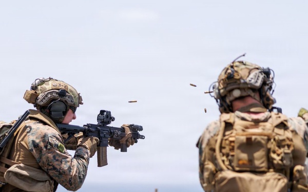 U.S. Marines conduct deck shoot during Operation Epic Fury