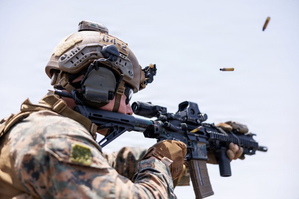 U.S. Marines conduct deck shoot during Operation Epic Fury