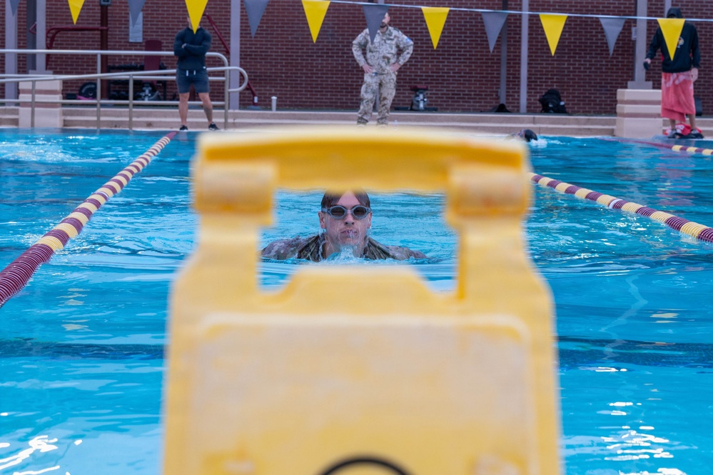 Airmen Swim in Uniform During German Armed Forces Proficiency Badge Assessment