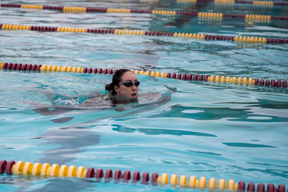 Airmen Swim in Uniform During German Armed Forces Proficiency Badge Assessment