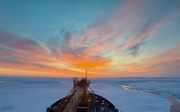 Coast Guard Cutter SPAR (WLB 206) conducts ice-breaking operations in Whitefish Bay