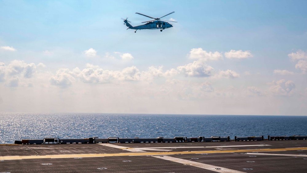 MH-60S Flight Operations aboard USS Tripoli during Operation Epic Fury