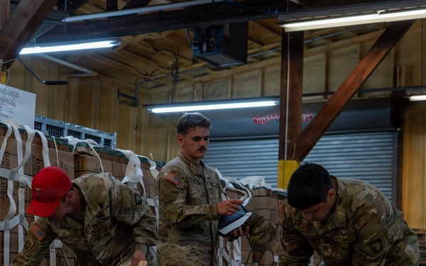 101st Division Sustainment Brigade Prepares Airdrop Supplies at Fort Polk
