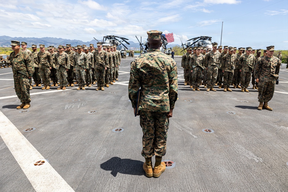 BLT 3/5 Marine gets Promoted Aboard USS Portland