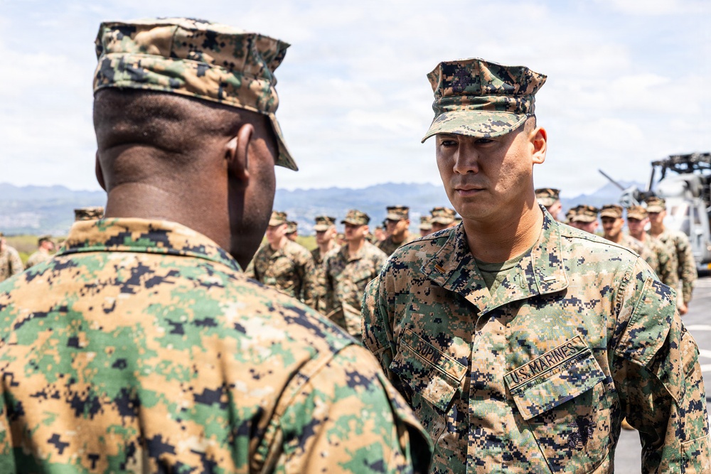 BLT 3/5 Marine gets Promoted Aboard USS Portland