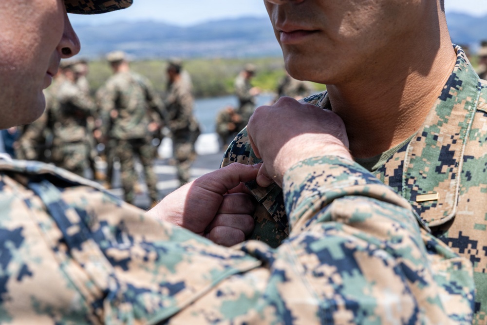 BLT 3/5 Marine gets Promoted Aboard USS Portland