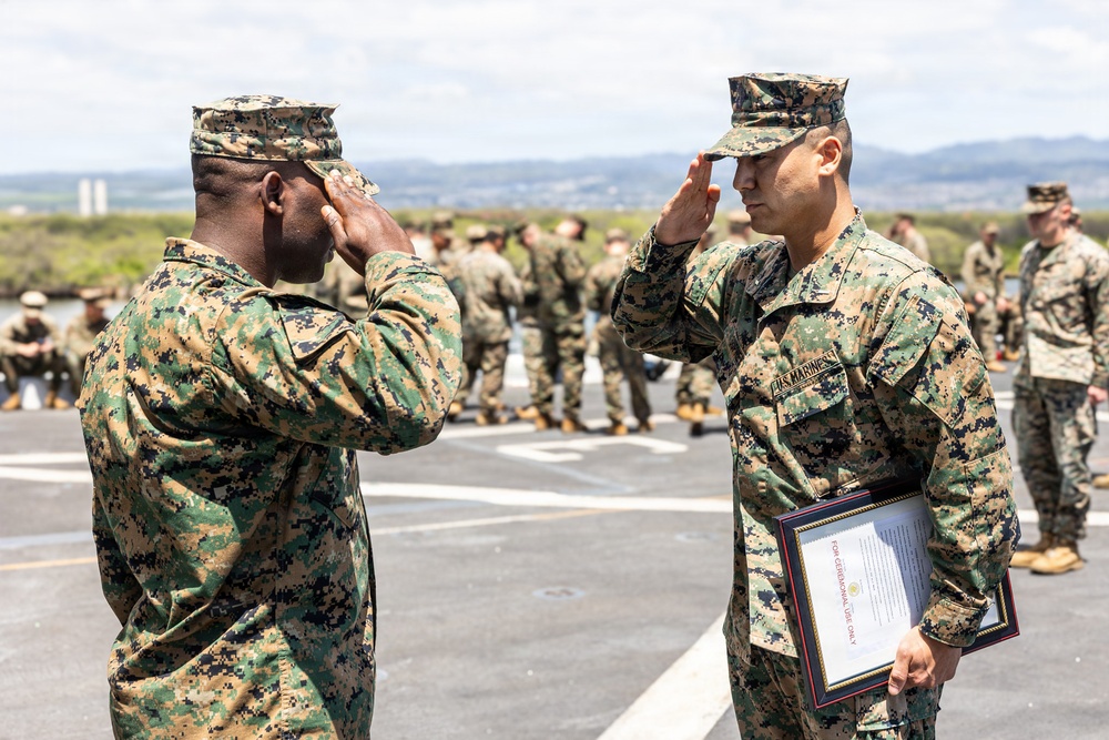 BLT 3/5 Marine gets Promoted Aboard USS Portland