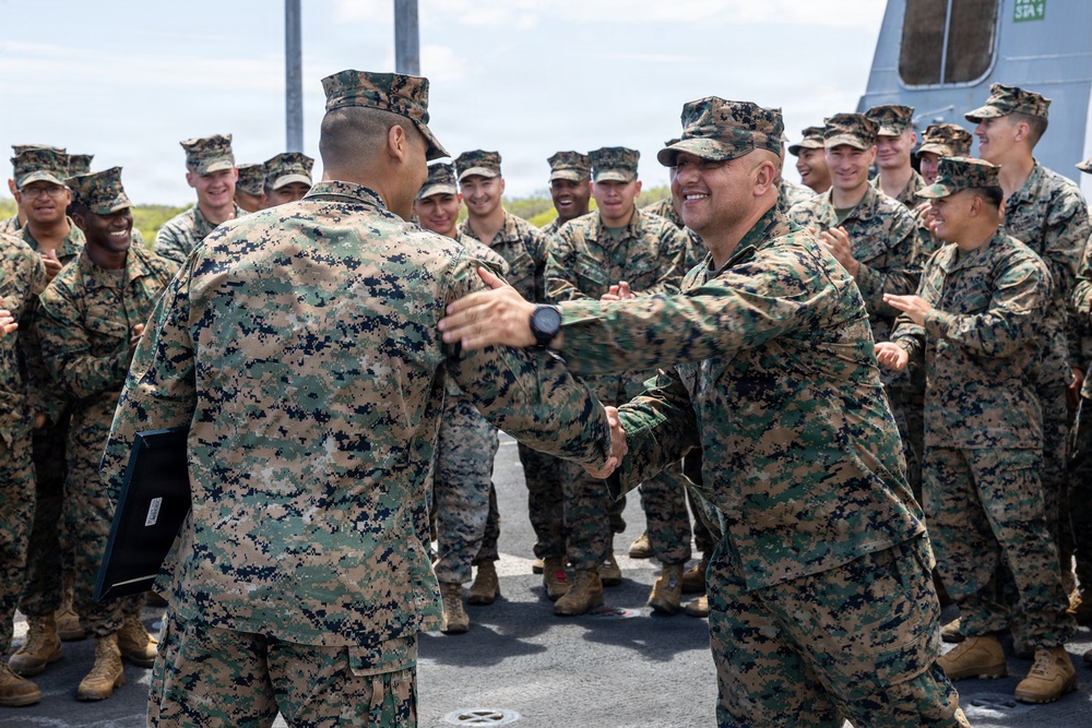 BLT 3/5 Marine gets Promoted Aboard USS Portland