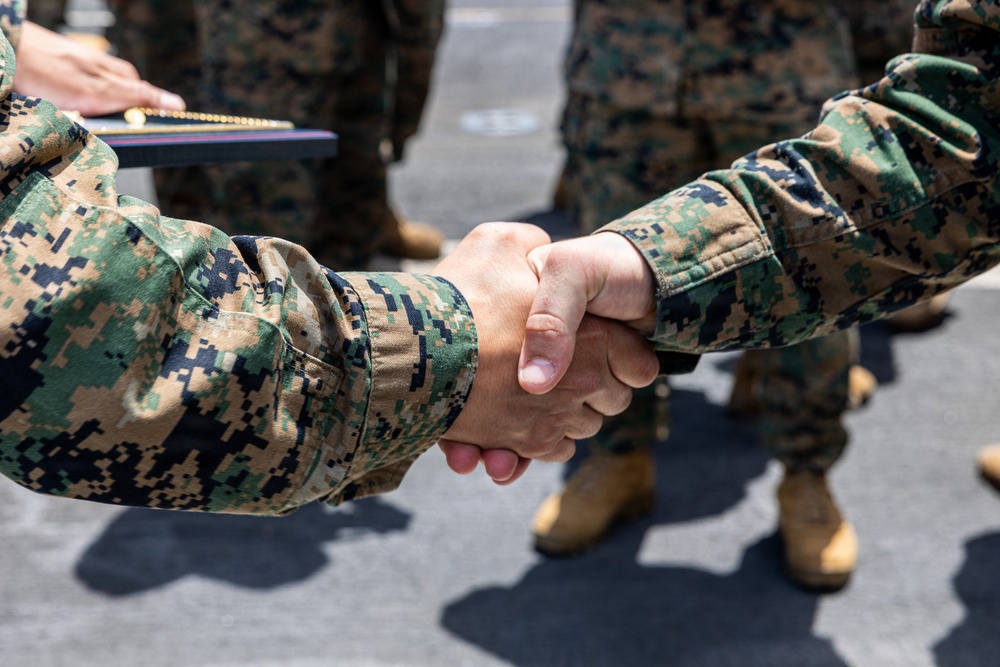 BLT 3/5 Marine gets Promoted Aboard USS Portland