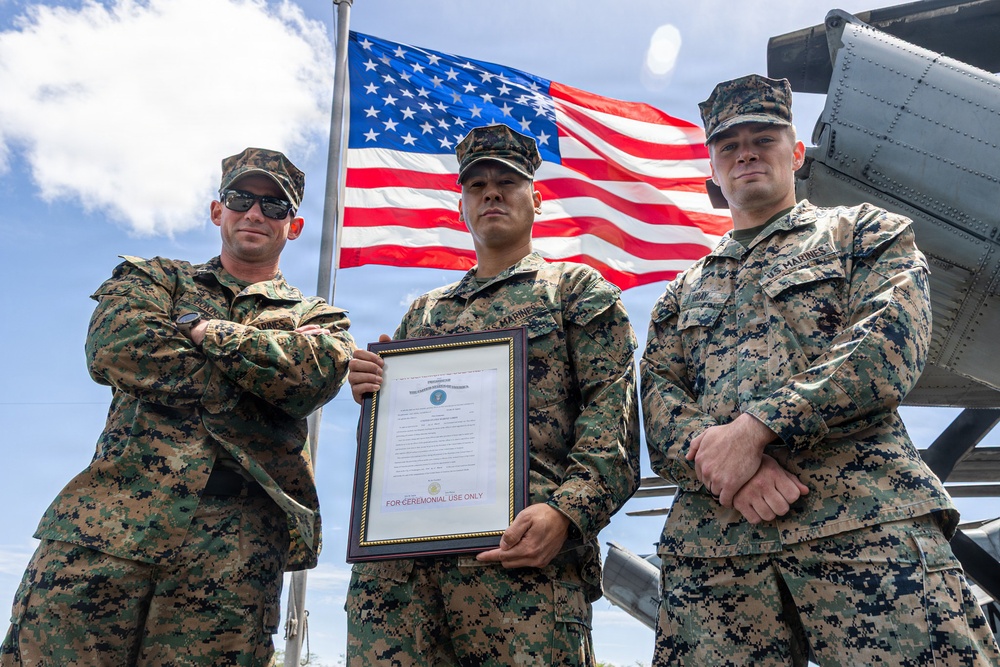 BLT 3/5 Marine gets Promoted Aboard USS Portland