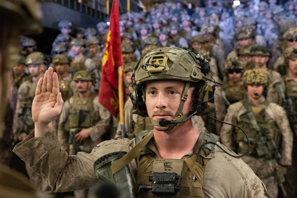 11th MEU Marines, Sailors Conduct Promotions Aboard USS Boxer