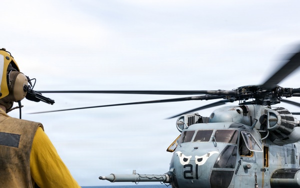 11th MEU Marines, Sailors conduct flight deck operations aboard USS Portland