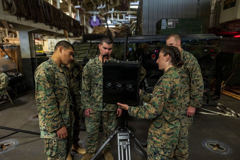 11th MEU Marines, Sailors Conduct  Counter-Unmanned aircraft System Equipment Training Aboard USS Boxer