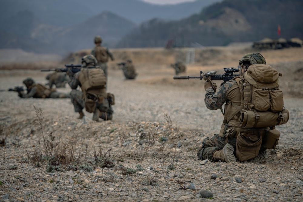 U.S. Marines Rehearse Live Fire Squad Attacks During KMEP 26.1