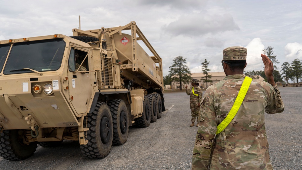 101st Division Sustainment Brigade Soldiers receive and prepare Class III and Class IV for distribution to maneuver units before 3rd MBCT’s JRTC Rotation