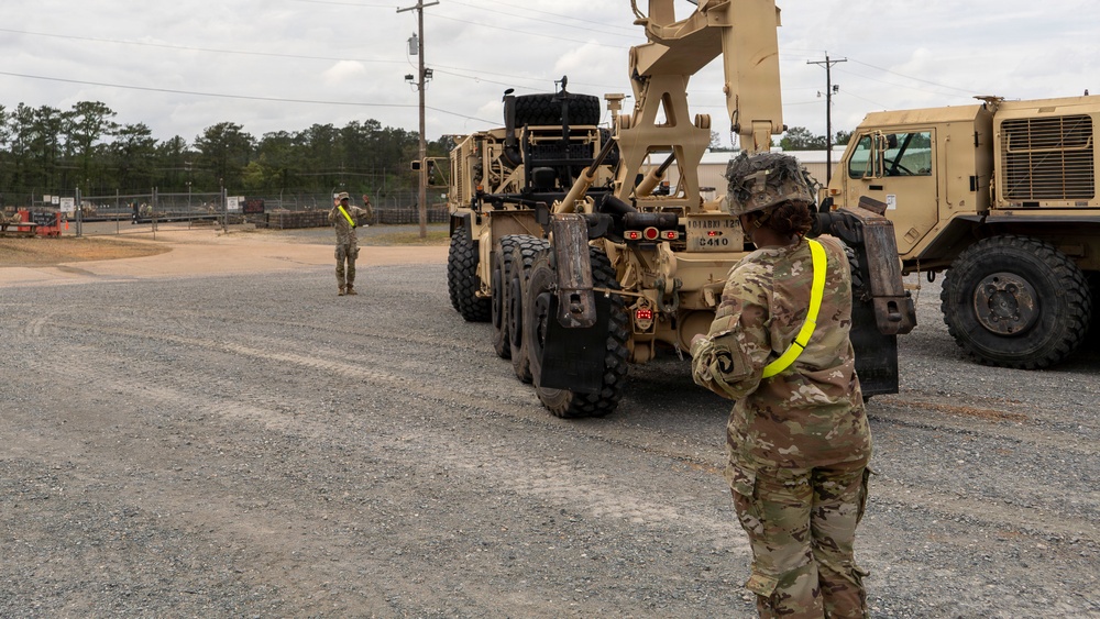 101st Division Sustainment Brigade Soldiers receive and prepare Class IV and Class V for distribution to maneuver units before 3rd MBCT’s JRTC Rotation
