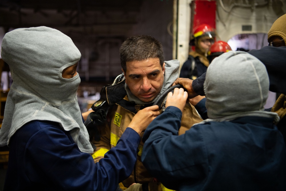 Boxer Conducts Fire Drill