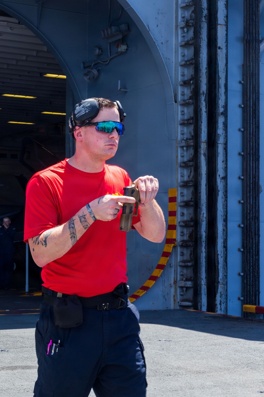11th MEU Marines, Sailors Conduct Pistol Range Aboard USS Boxer