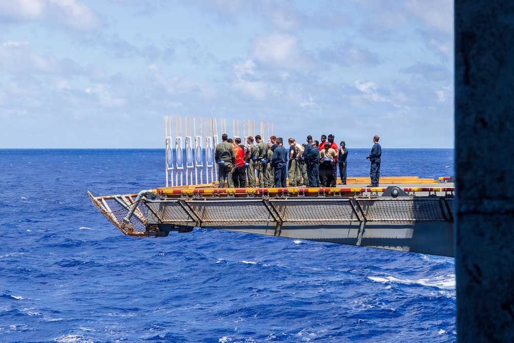 11th MEU Marines, Sailors Conduct Pistol Range Aboard USS Boxer