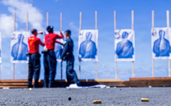 11th MEU Marines, Sailors Conduct Pistol Range Aboard USS Boxer