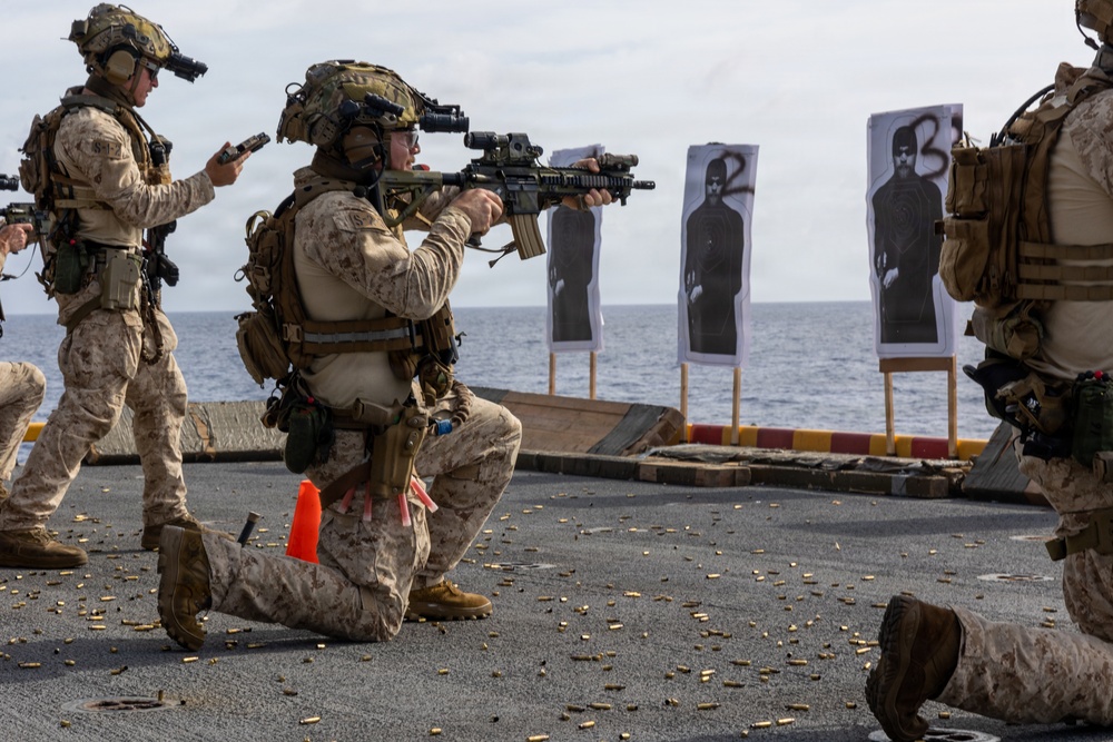22nd MEU (SOC) | MSPF &amp; BLT 3/6 Conducts a Live-Fire Range Aboard USS Iwo Jima