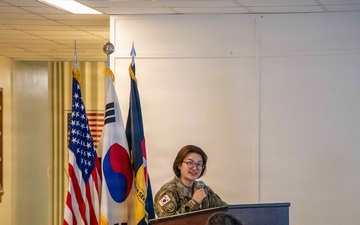 The Korean Service Corps Battalion's leadership, including the command group, staff, and company commanders, conducted a Senior Leader’s Engagement to review the last nine months' accomplishments and set future priorities at Camp Humphreys on Mar. 25.