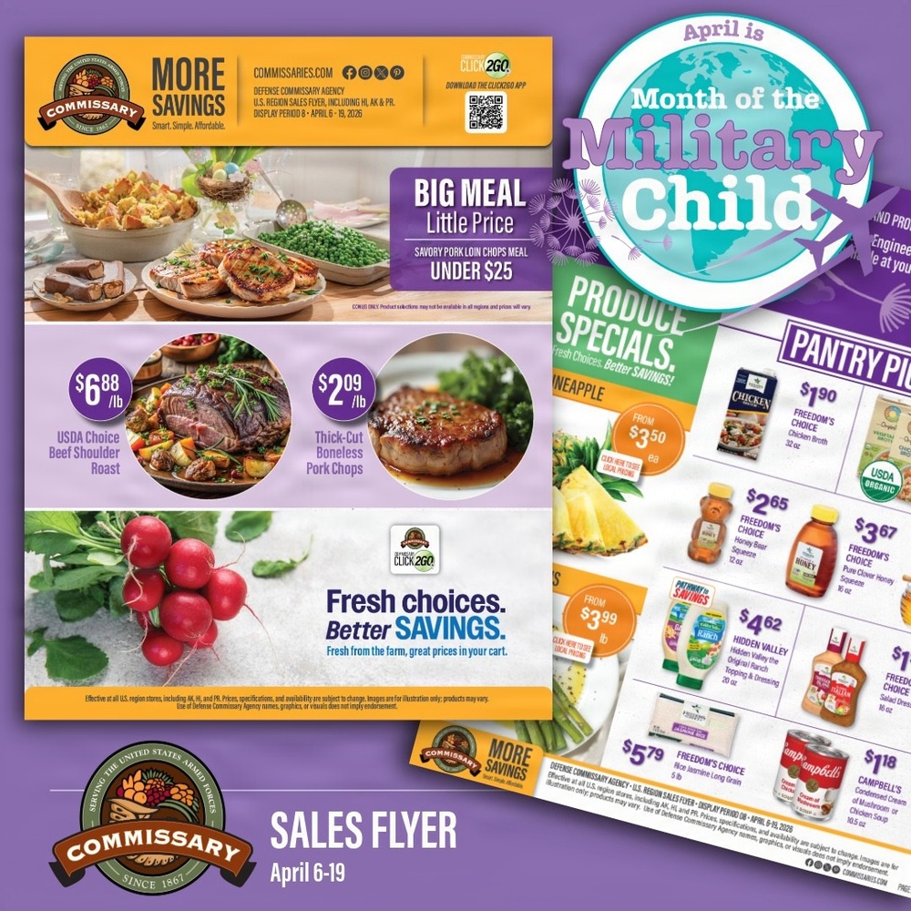 Commissary Sales Flyer for April 6 - 19 features salute to military children