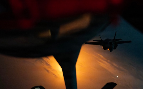 KC-135 Stratotanker refuels U.S. Fighter Aircraft during Operation Epic Fury