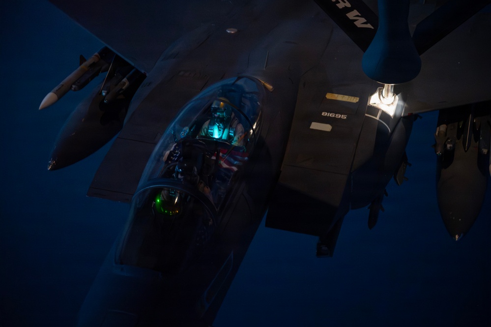 KC-135 Stratotanker refuels Fighter Aircraft during Operation Epic Fury