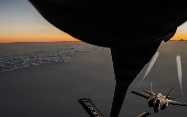 KC-135 Stratotanker refuels Fighter Aircraft during Operation Epic Fury