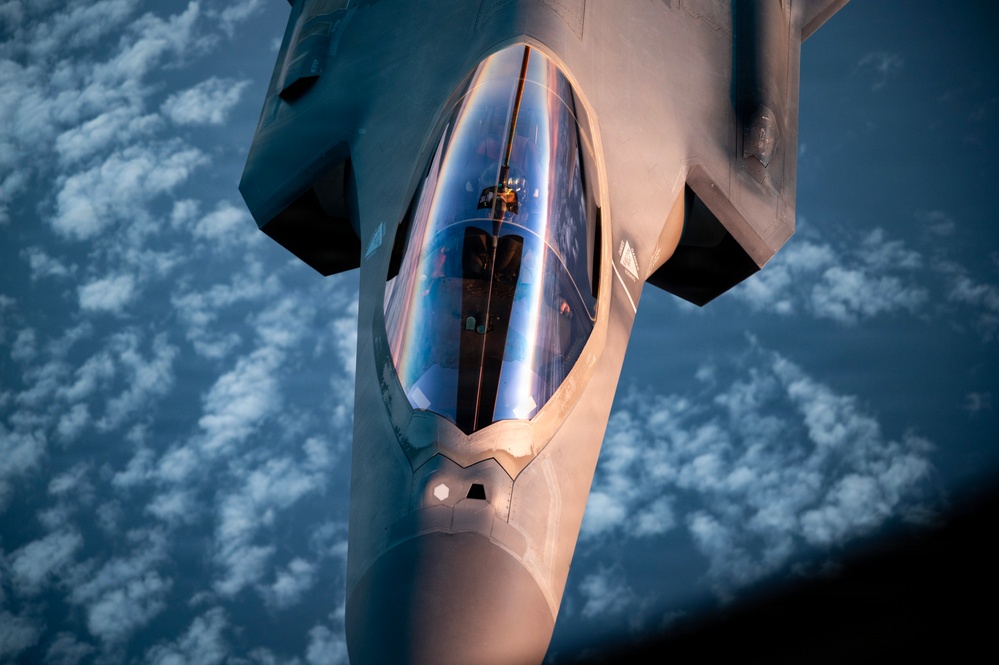 KC-135 Stratotanker refuels Fighter Aircraft during Operation Epic Fury