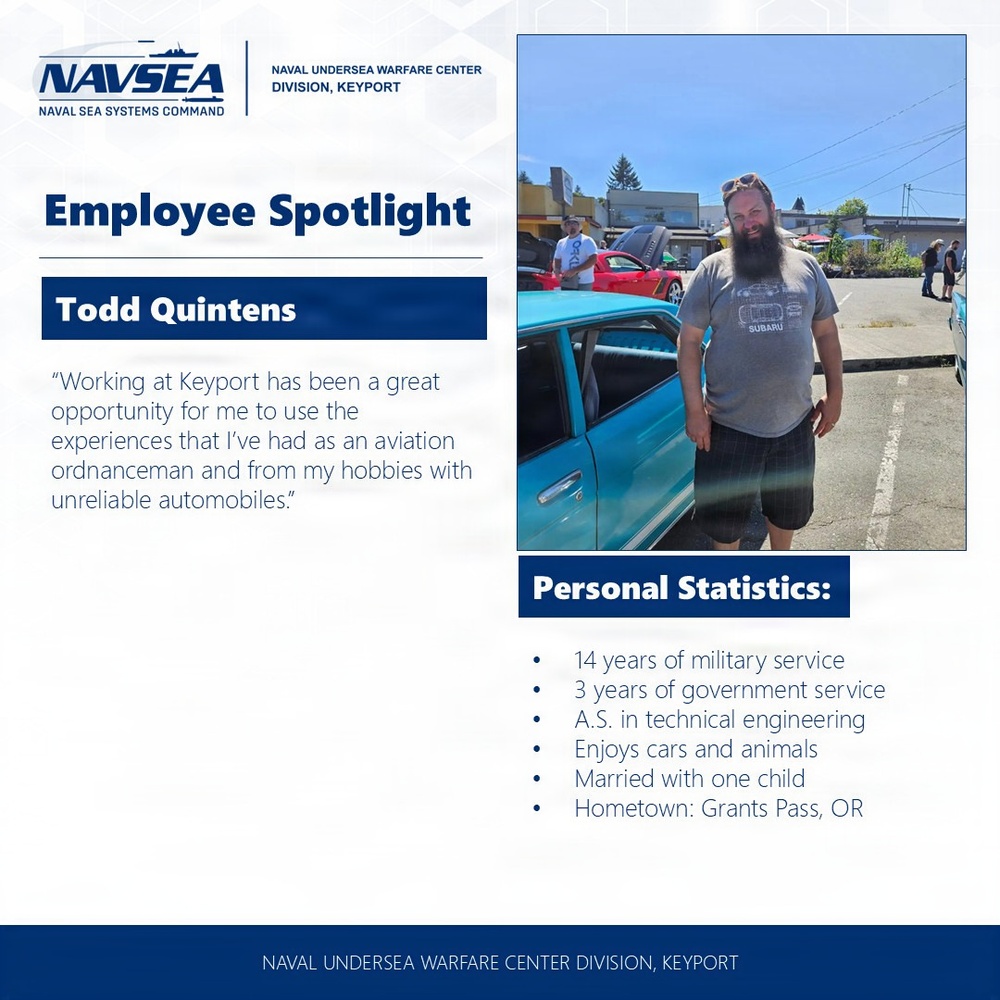 NUWC Division, Keyport Employee Spotlight: Todd Quintens