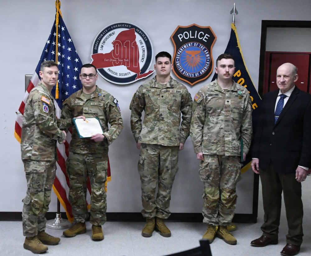 Fort Drum first responders awarded for professionalism, decisive actions on duty