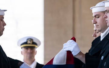 Military Funeral Honors are conducted for U.S. Navy Lt. Anne Marie Jay at Arlington National Cemetery