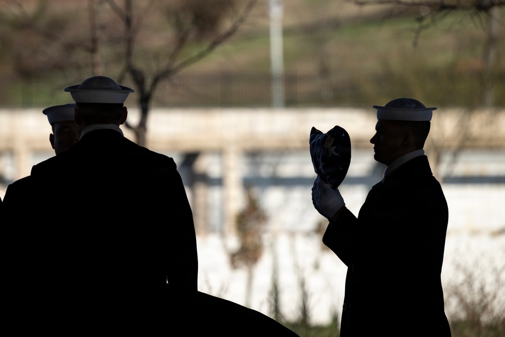 Military Funeral Honors are conducted for U.S. Navy Lt. Anne Marie Jay at Arlington National Cemetery