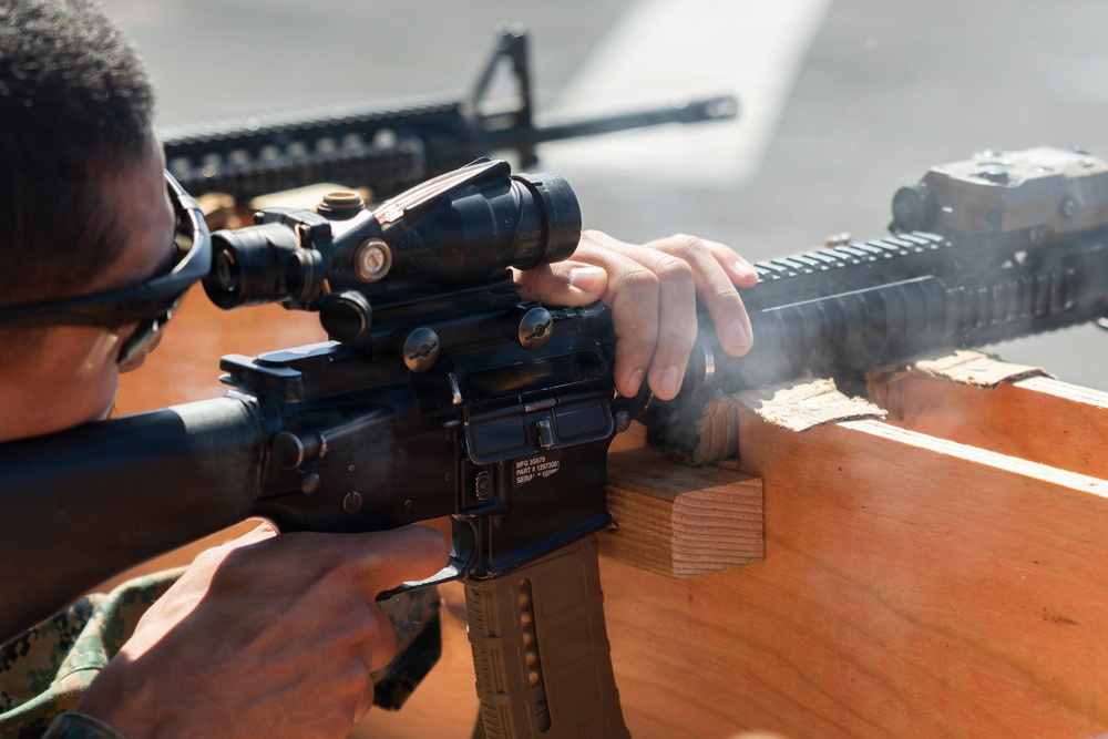 11th MEU Marines Conduct Marksmanship Training Aboard USS Boxer