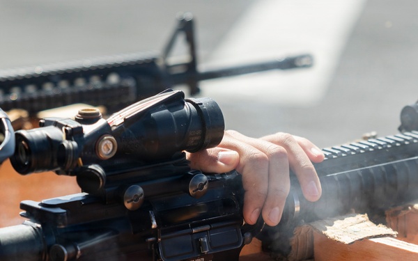 11th MEU Marines Conduct Marksmanship Training Aboard USS Boxer