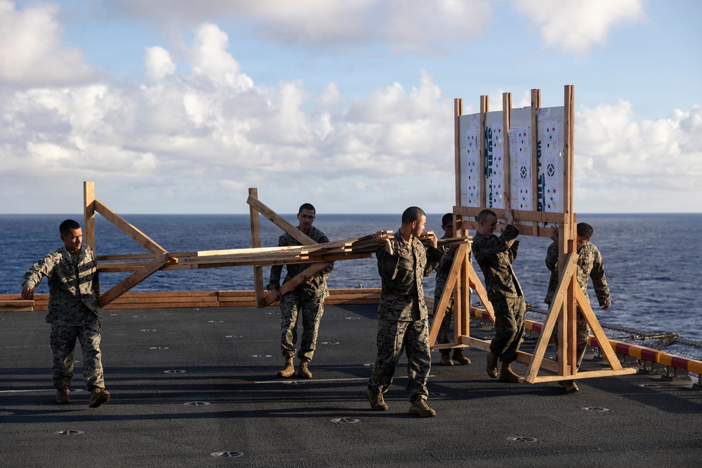 11th MEU Marines Conduct Marksmanship Training Aboard USS Boxer