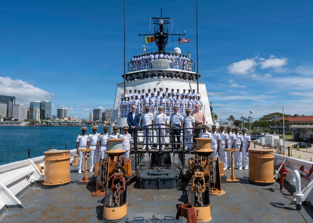 Adm. Steve Koehler, commander, U.S. Pacific Fleet, visits the Sri Lanka Navy's offshore patrol vessel P628