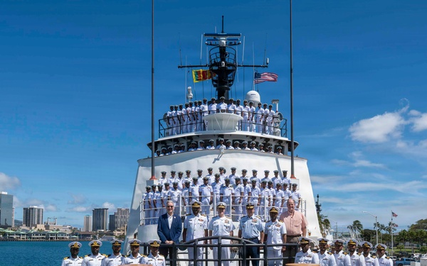 Adm. Steve Koehler, commander, U.S. Pacific Fleet, visits the Sri Lanka Navy's offshore patrol vessel P628