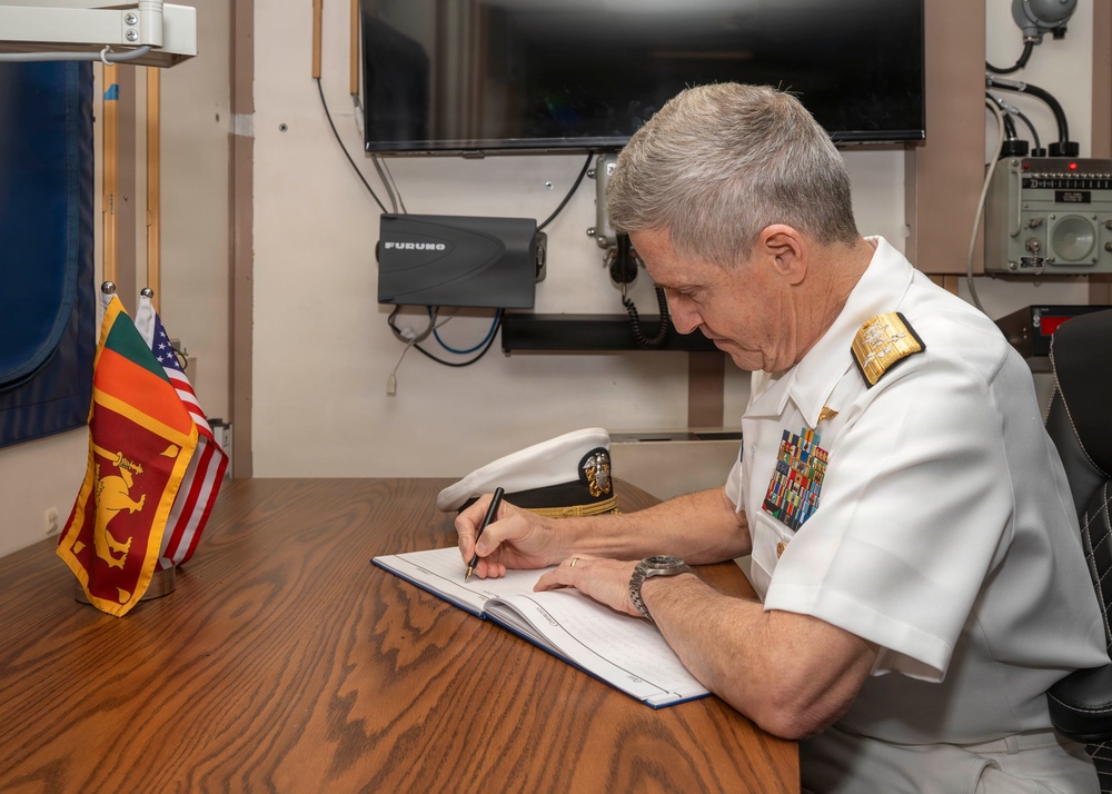 Adm. Steve Koehler, commander, U.S. Pacific Fleet, visits the Sri Lanka Navy's offshore patrol vessel P628