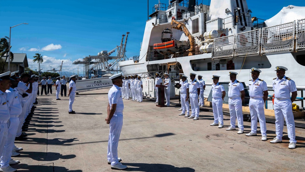Adm. Steve Koehler, commander, U.S. Pacific Fleet, visits the Sri Lanka Navy's offshore patrol vessel P628
