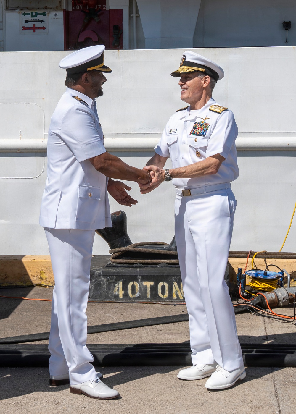 Adm. Steve Koehler, commander, U.S. Pacific Fleet, visits the Sri Lanka Navy's offshore patrol vessel P628