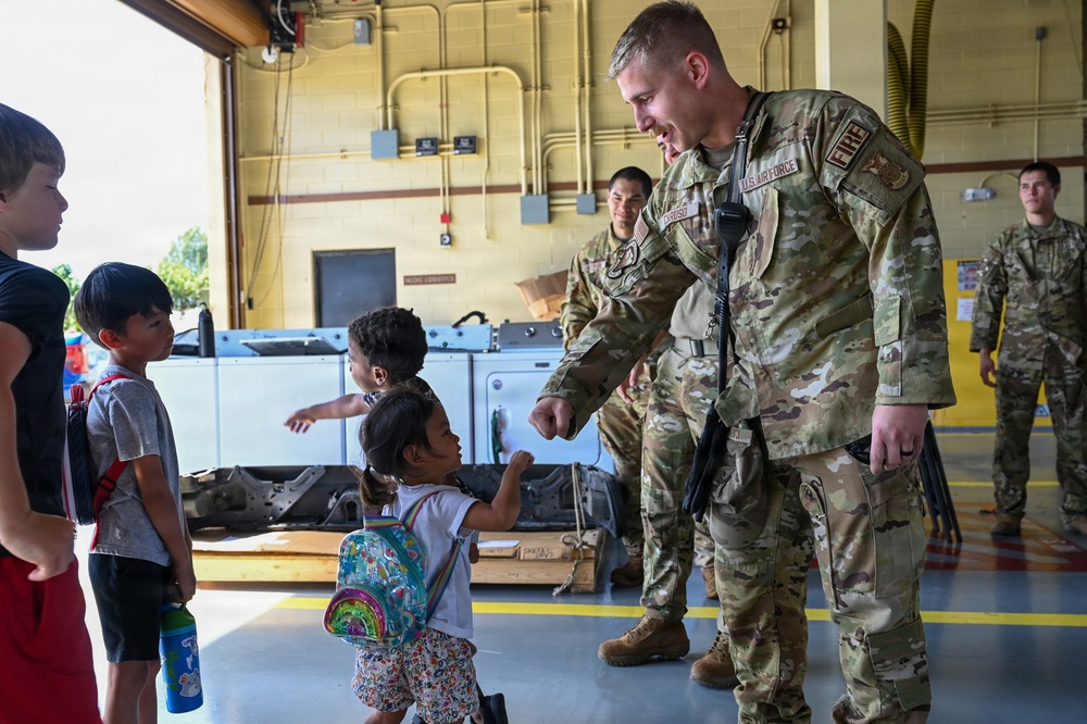 Military home school students tour Andersen AFB