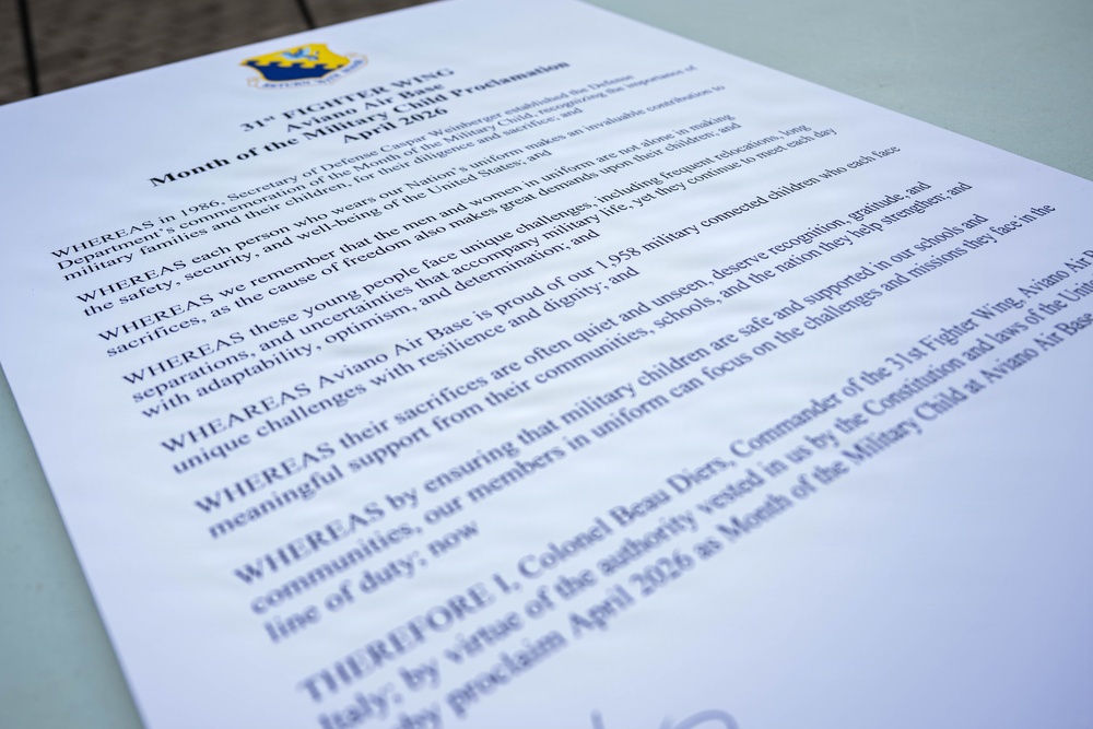 Aviano celebrates ‘Month of the Military Child’