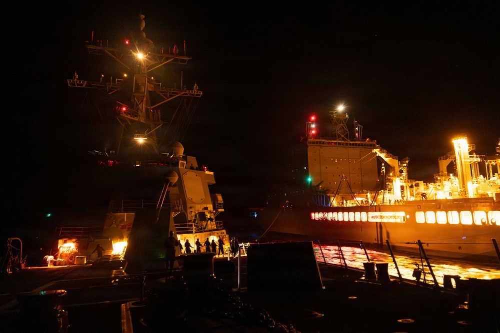 USS Rafael Peralta RAS with USNS John Lewis